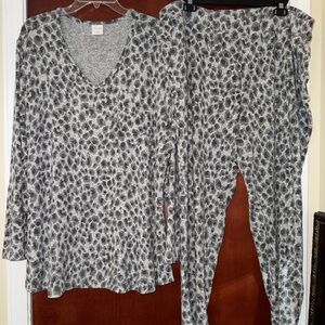 Soma XXL Grey Leopard Print Pajama Set